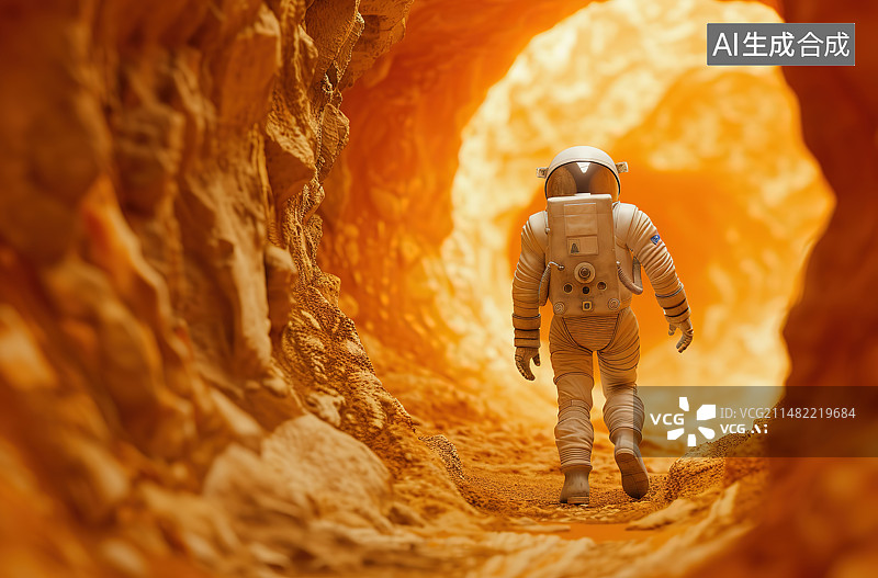 【AI数字艺术】站在山洞里的人的后视图图片素材