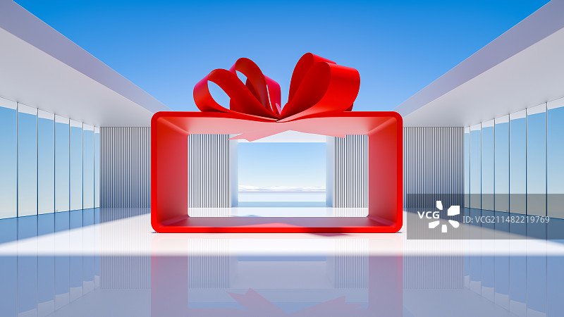 现代建筑空间与窗外的图片素材