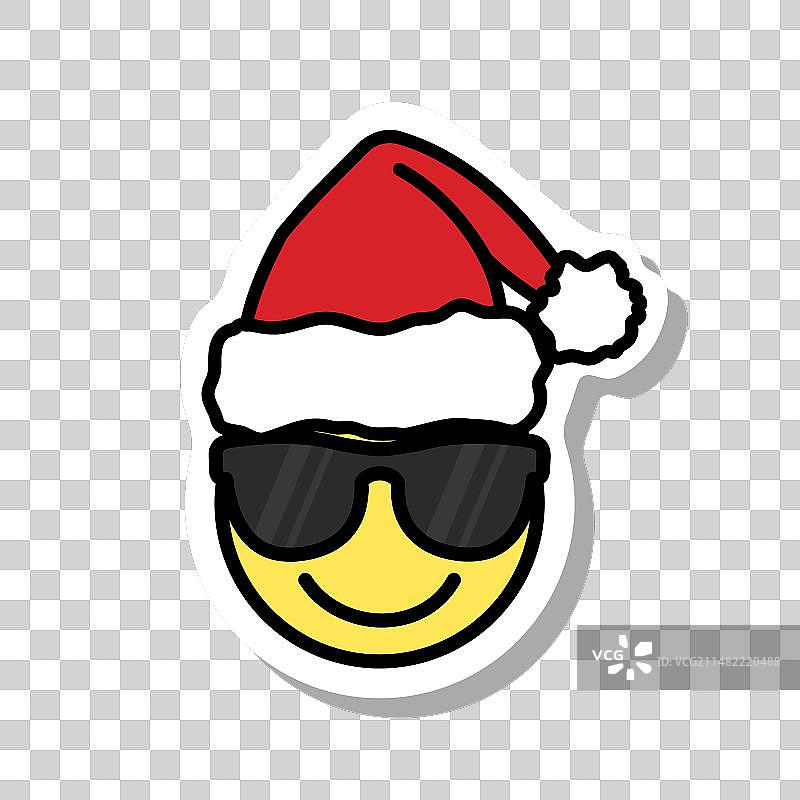 戴着太阳镜的圣诞老人笑脸图片素材