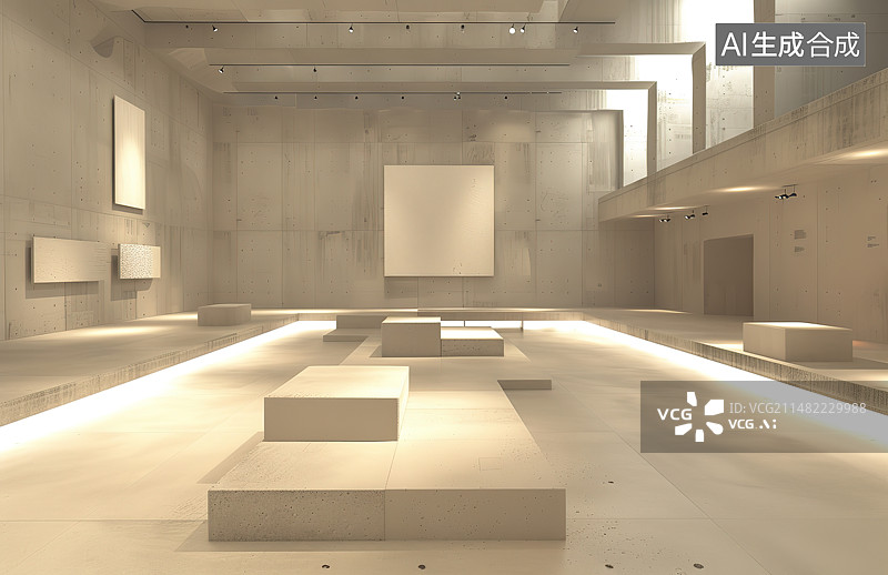 【AI数字艺术】现代城市建筑内部空间图片素材