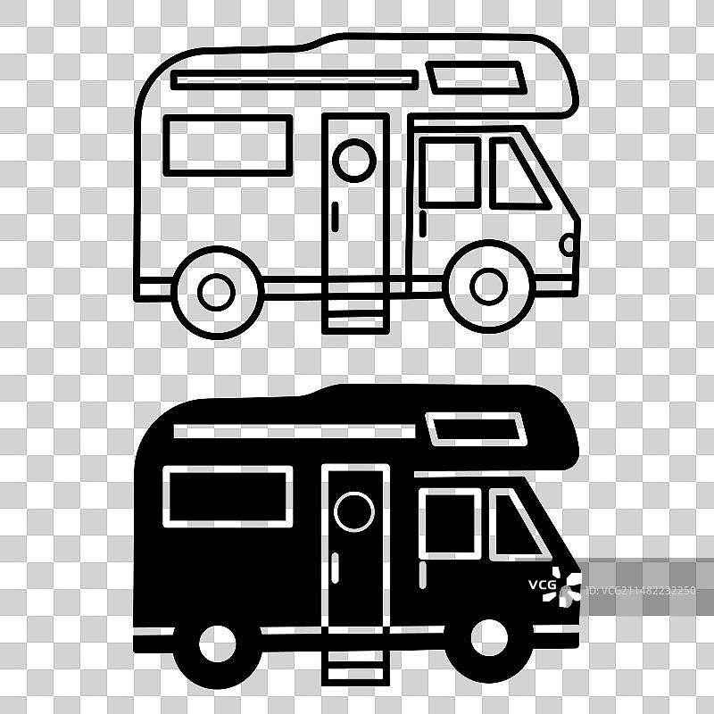 露营车图标：度假旅行概念图片素材