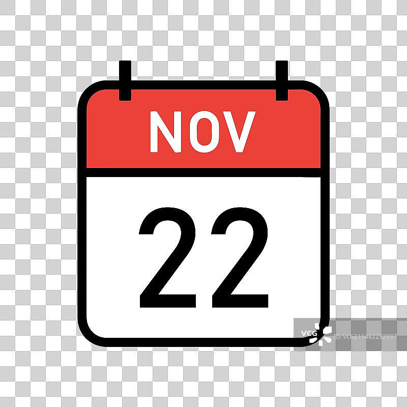 11月22日红白色日历页面图片素材