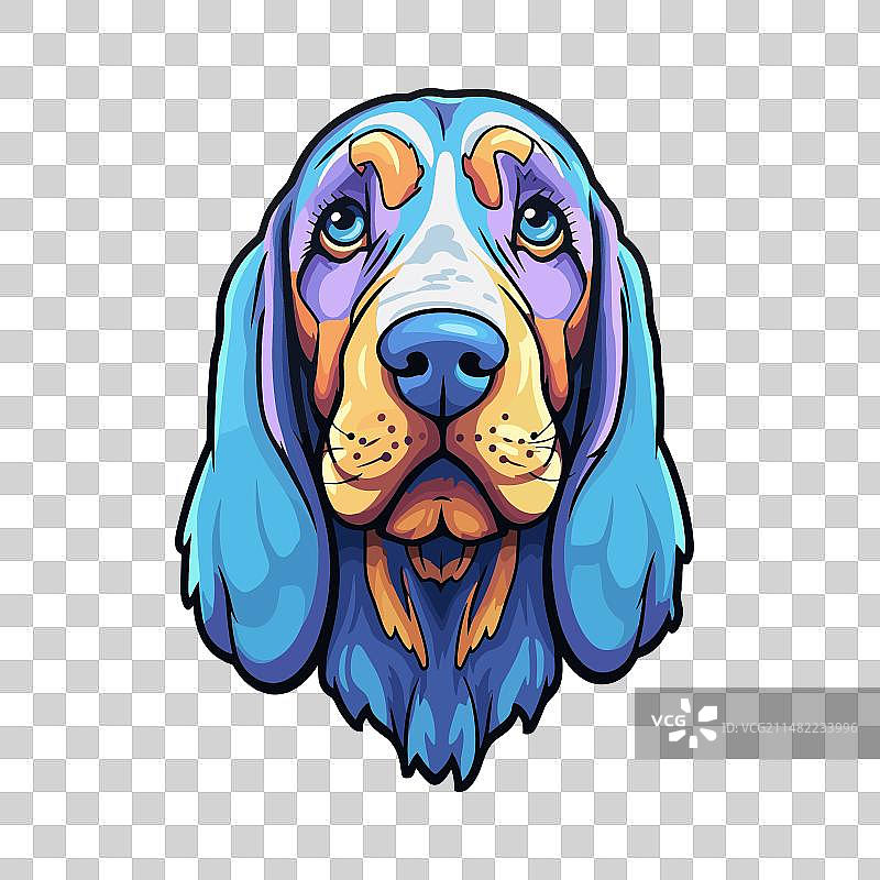 蓝色加斯科涅猎犬品种彩色卡通图片素材