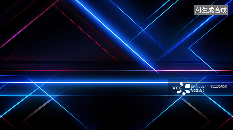 【AI数字艺术】光线和条纹在黑暗背景上快速移动,未来主义技术彩色背景图片素材