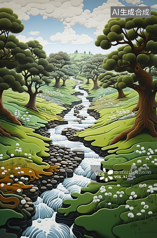 【AI数字艺术】美丽的自然风光和公园里的树图片素材