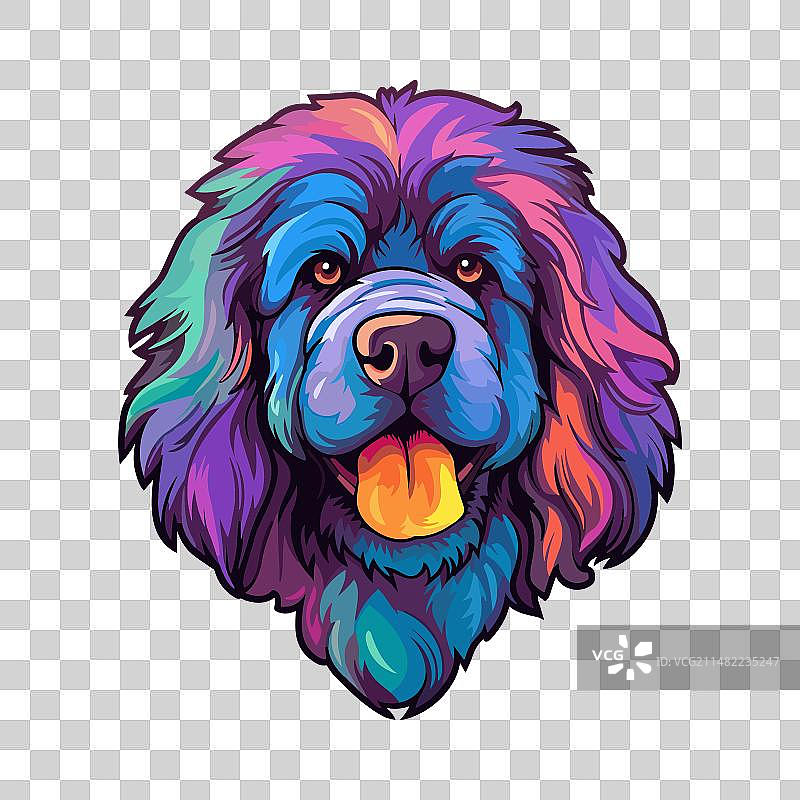 纽芬兰犬品种彩色卡通卡哇伊图片素材