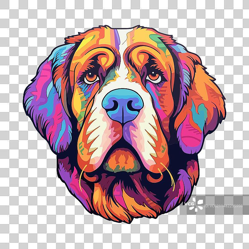 圣伯纳犬品种彩色卡通可爱风格图片素材