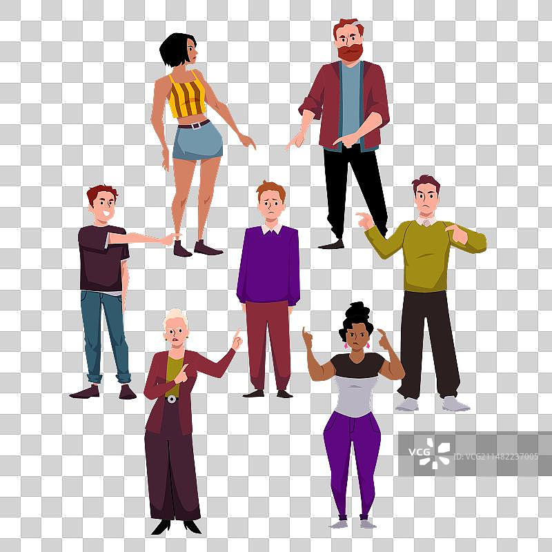 人们指着中心的人图片素材