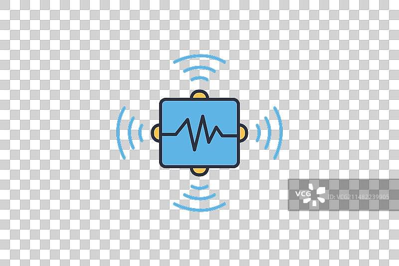 带数据波的先进传感器图标图片素材