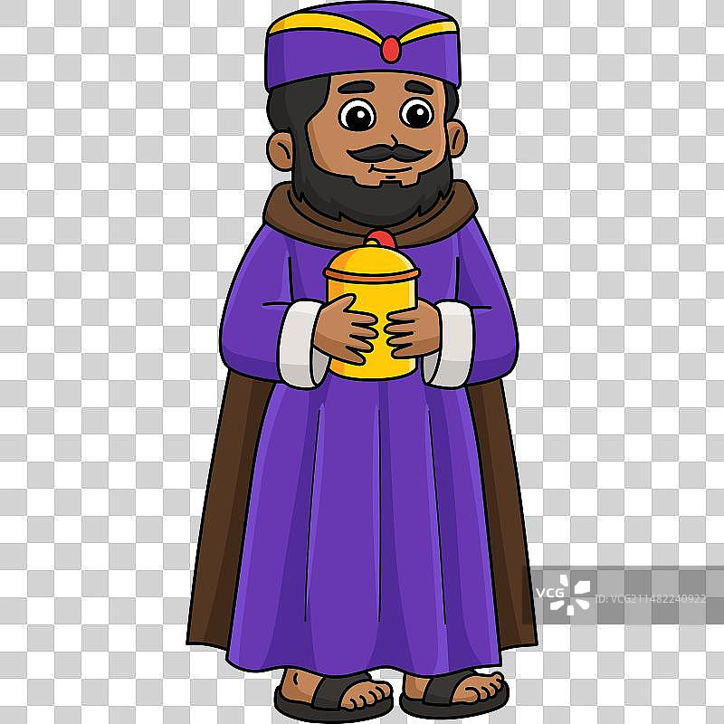 手持乳香的智者国王卡通剪贴画图片素材