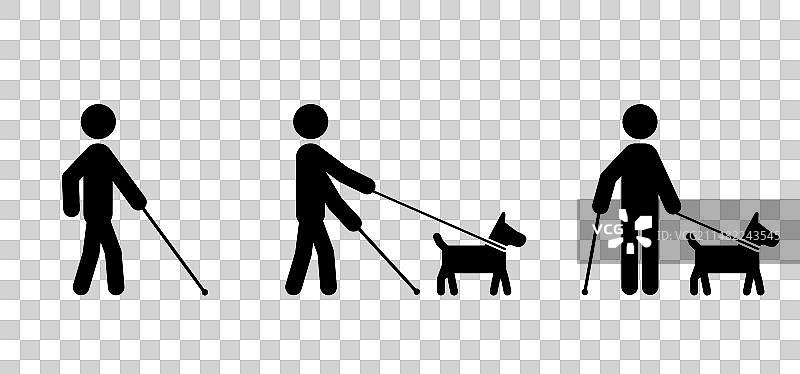 盲人盲杖和狗图片素材