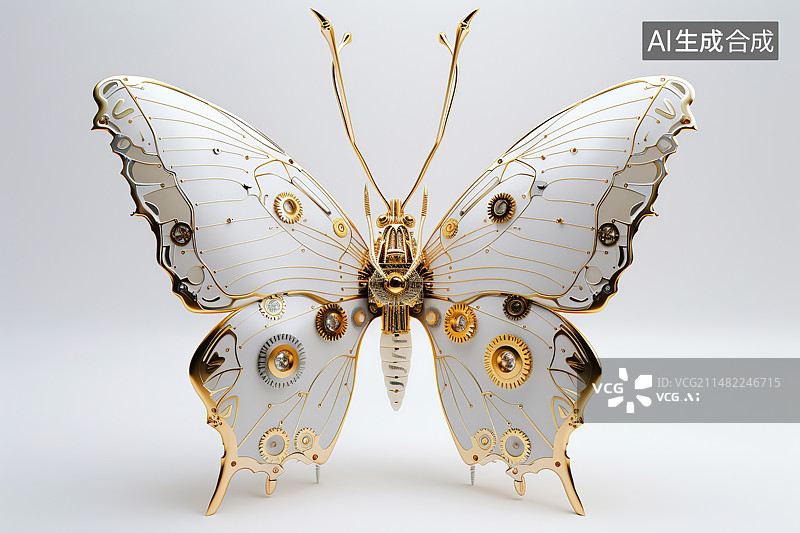 【AI数字艺术】白色背景上的蝴蝶特写镜头图片素材