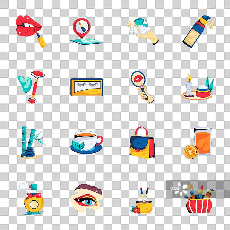 美容和水疗扁平图标合集图片素材