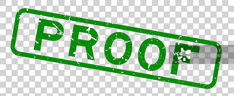 绿色PROOF文字方形橡胶印章图片素材