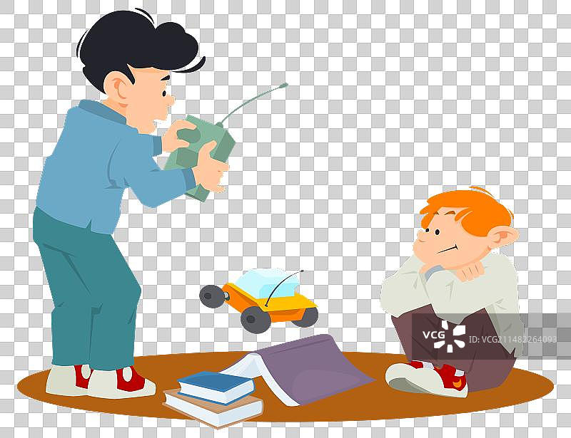 男孩们玩遥控汽车图片素材