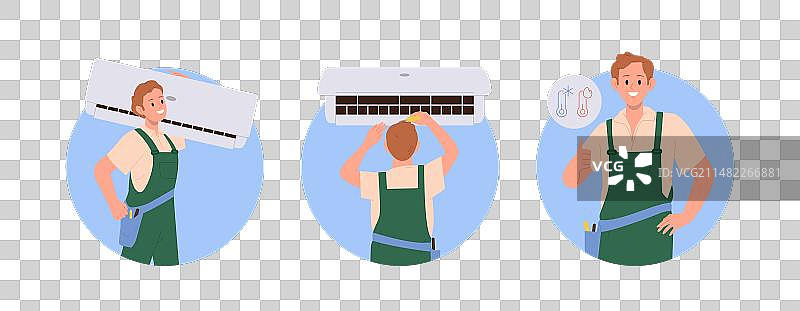 空调系统维护圆形组合素材图片素材