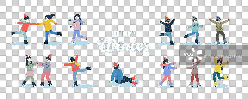 滑冰冬季元素合集图片素材