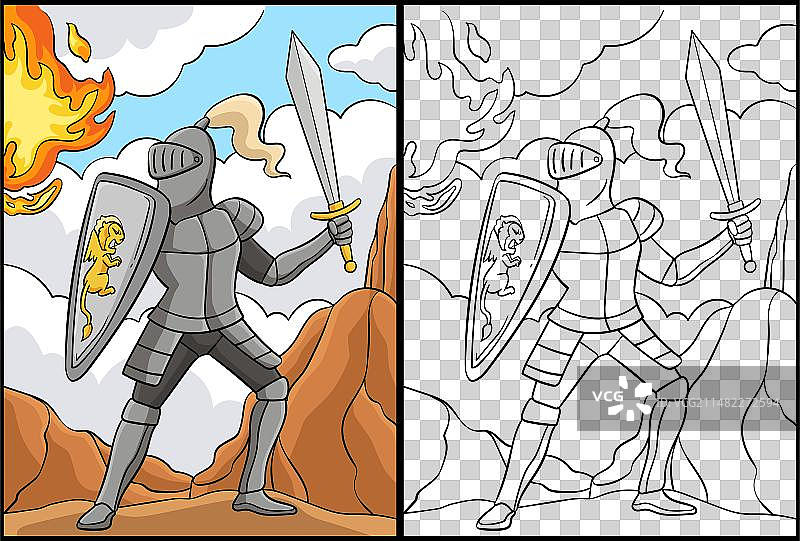 战斗姿势骑士涂色素材图片素材