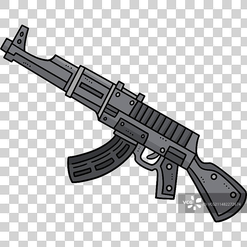 冲锋枪卡通彩色剪贴画图片素材