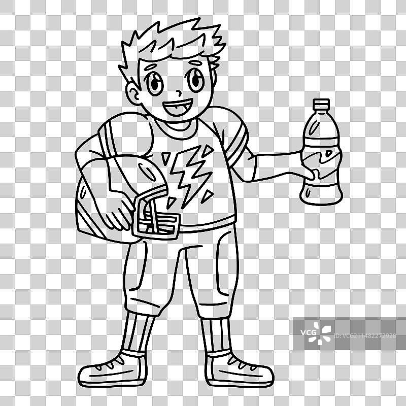 美式橄榄球运动员与运动饮料图片素材