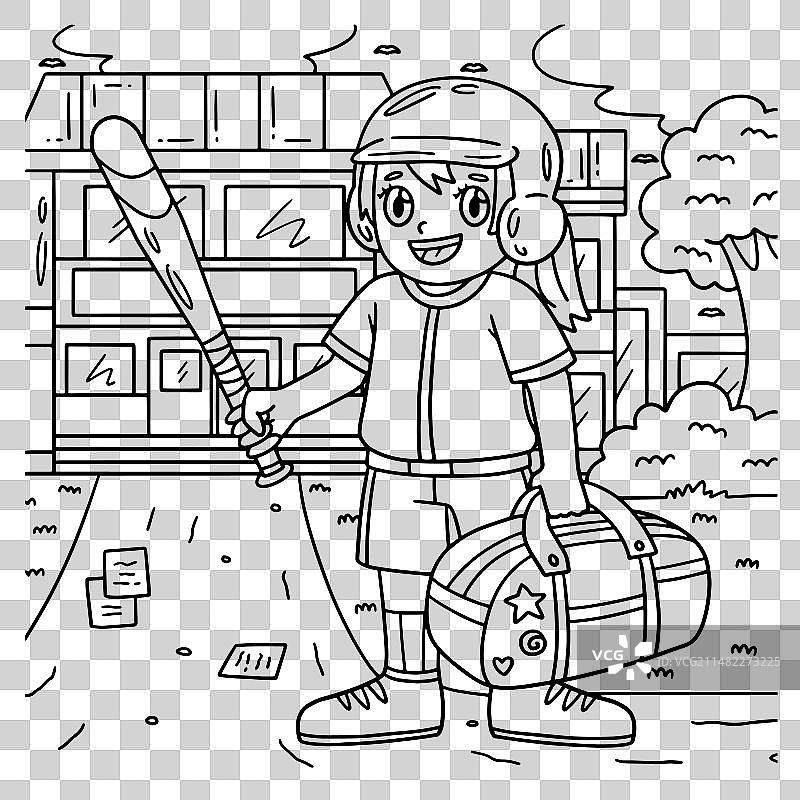 拿着运动包和棒球棒的女孩图片素材