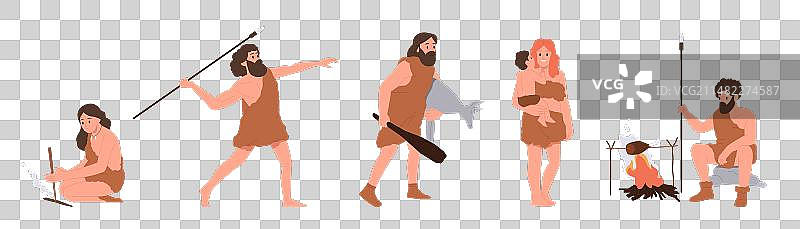 石器时代人物卡通形象图片素材