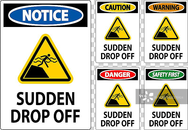 危险标志：前方突然下降图片素材