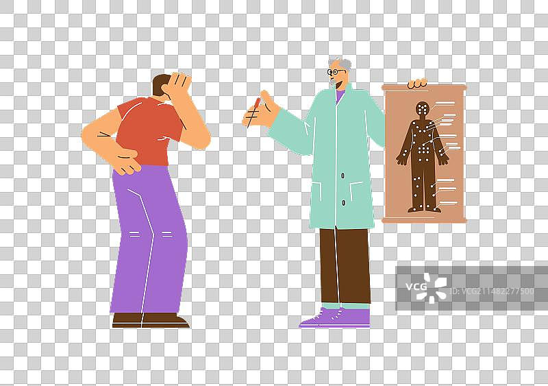 两位男子，针灸医生和平躺的病人图片素材