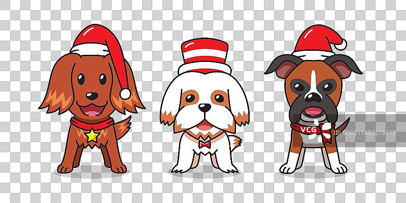 卡通形象可爱小狗圣诞服装图片素材