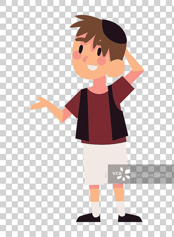 戴小帽的光明节小男孩图片素材