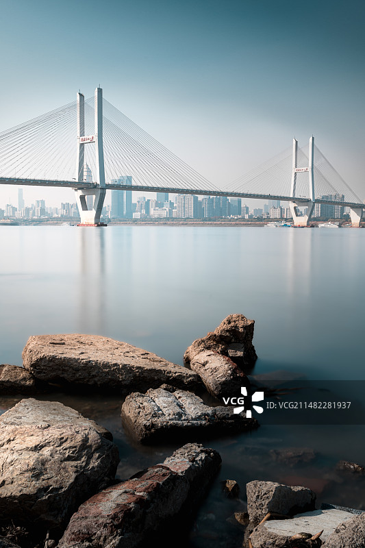 武汉长江二桥日间慢门风光照图片素材