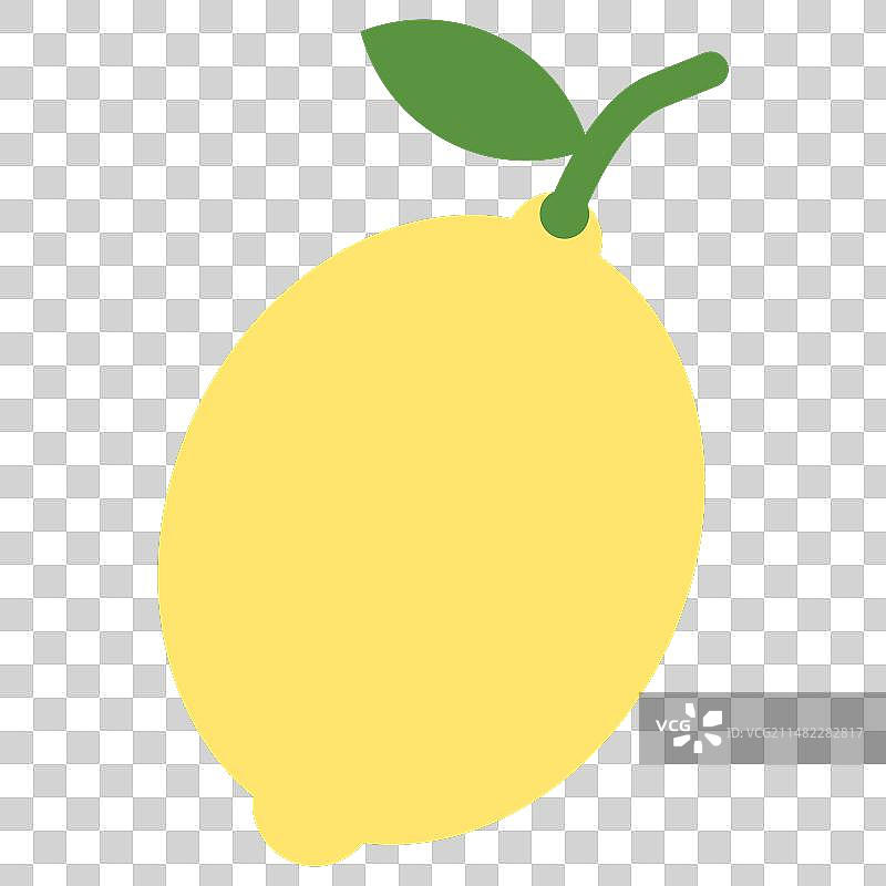 柠檬图标，带叶子的黄色柠檬图片素材