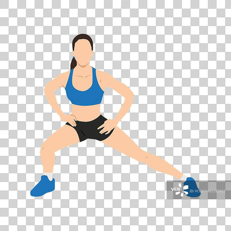 女人做站立内收肌运动图片素材