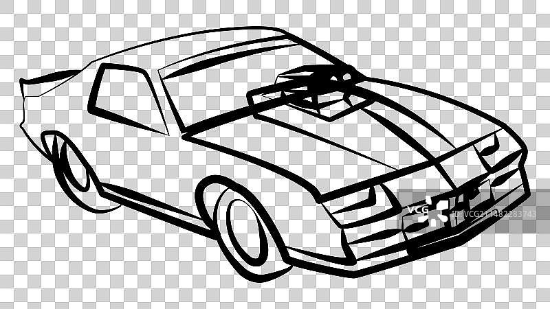 2.5D肌肉直线加速赛车轮廓线图片素材