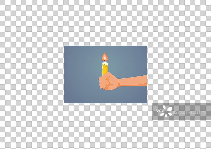 手拿燃烧的蜡烛卡通图片素材