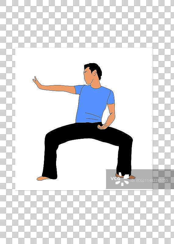 男性轮廓角色进行武术锻炼图片素材