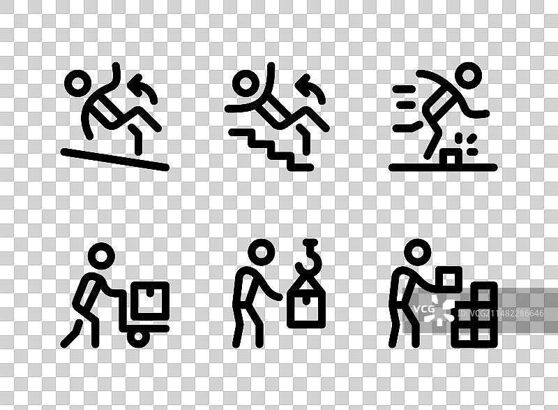 工人活动相关线性图标合集图片素材