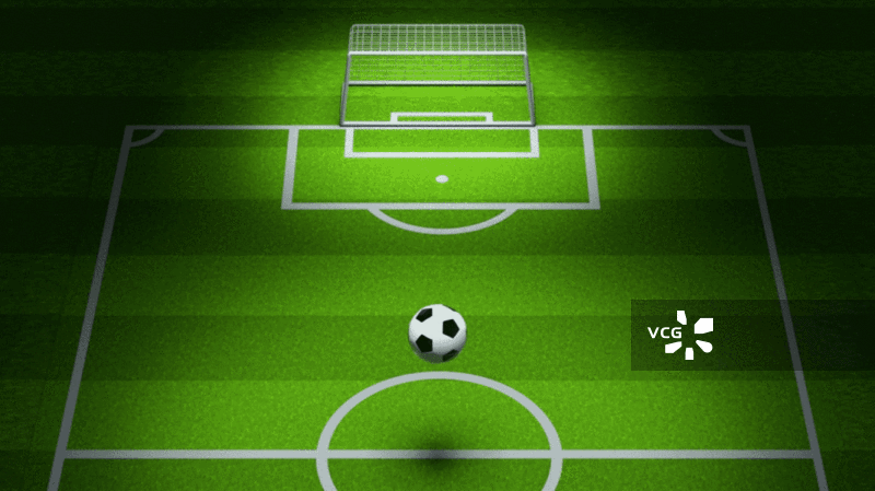 足球球场上的足球射门图片素材