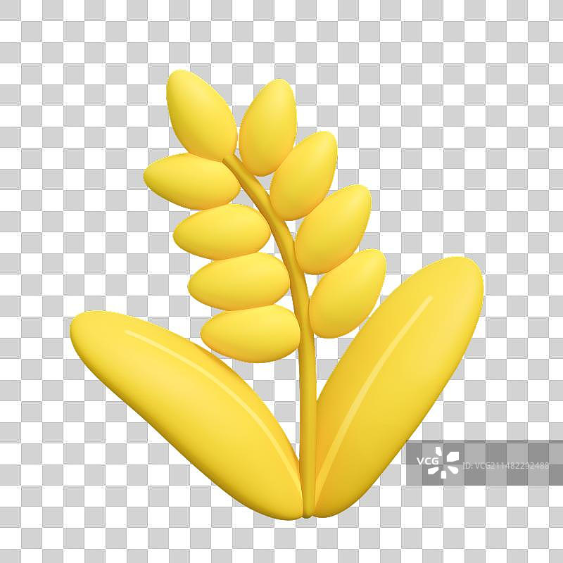 金黄色的小麦3D卡通插画元素图片素材