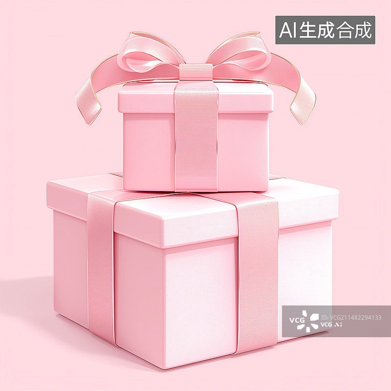 【AI数字艺术】两个叠放着的粉色礼盒妇女节三维图图片素材