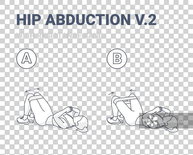 女孩用阻力带进行髋外展训练图片素材