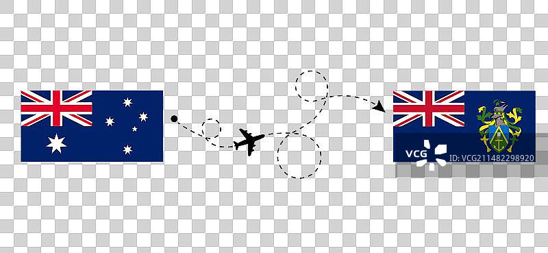 从澳大利亚飞往皮特凯恩群岛的航班和旅行图片素材
