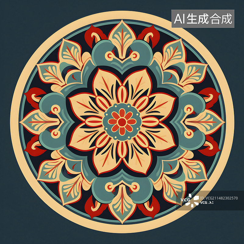 【AI数字艺术】中国传统纹样曼陀罗花纹图片素材