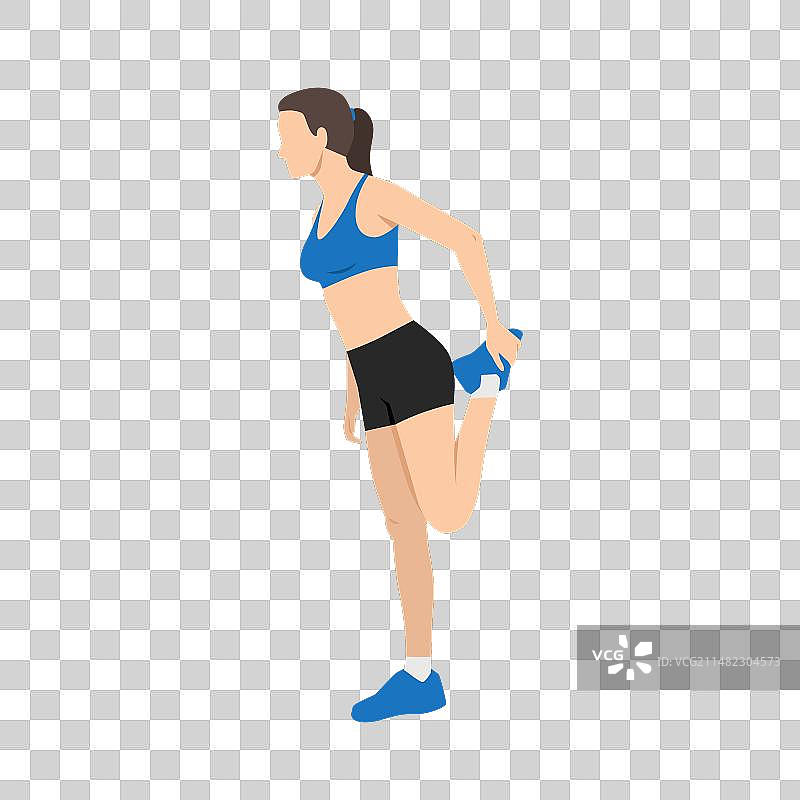 女人做股四头肌伸展放松图片素材