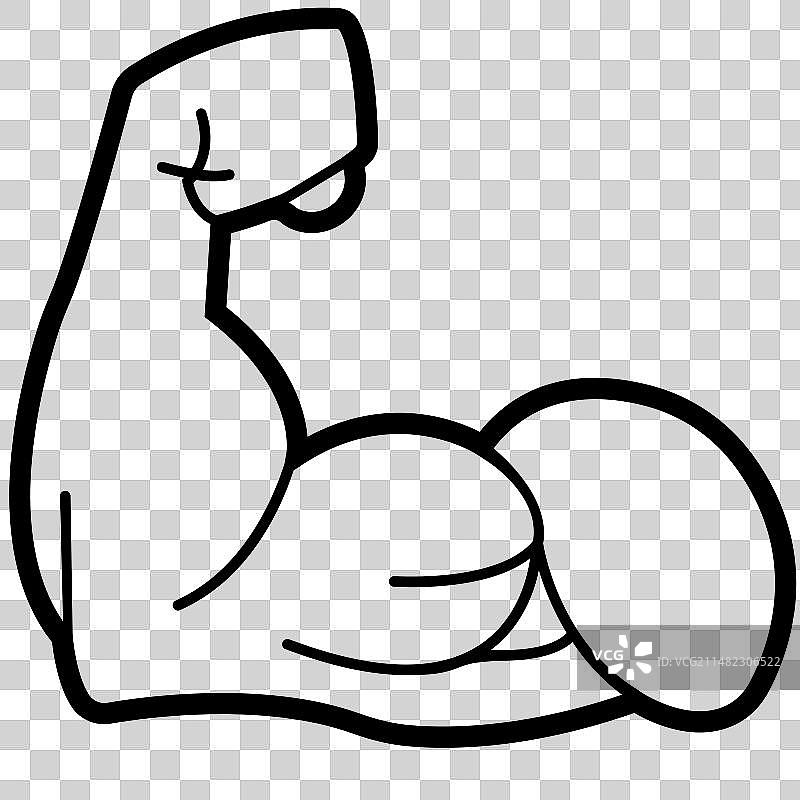 手臂肌肉线条表情符号黑色图标图片素材