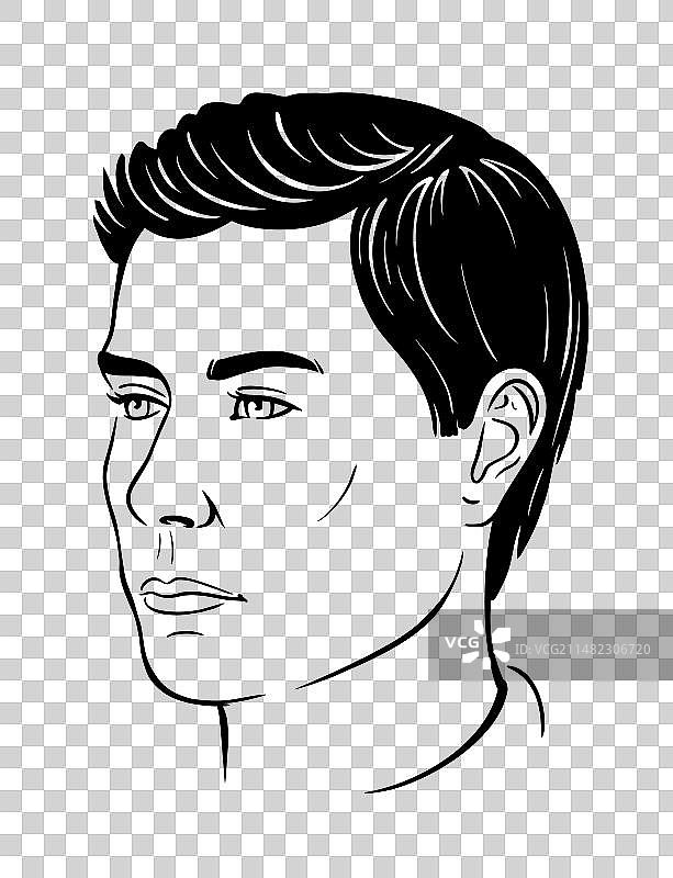 男人线条头像面部素描画像图片素材