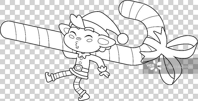 可爱的圣诞精灵轮廓图片素材