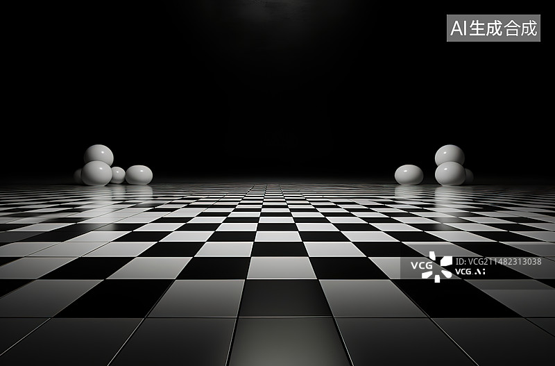 【AI数字艺术】黑色背景下的棋盘特写镜头图片素材