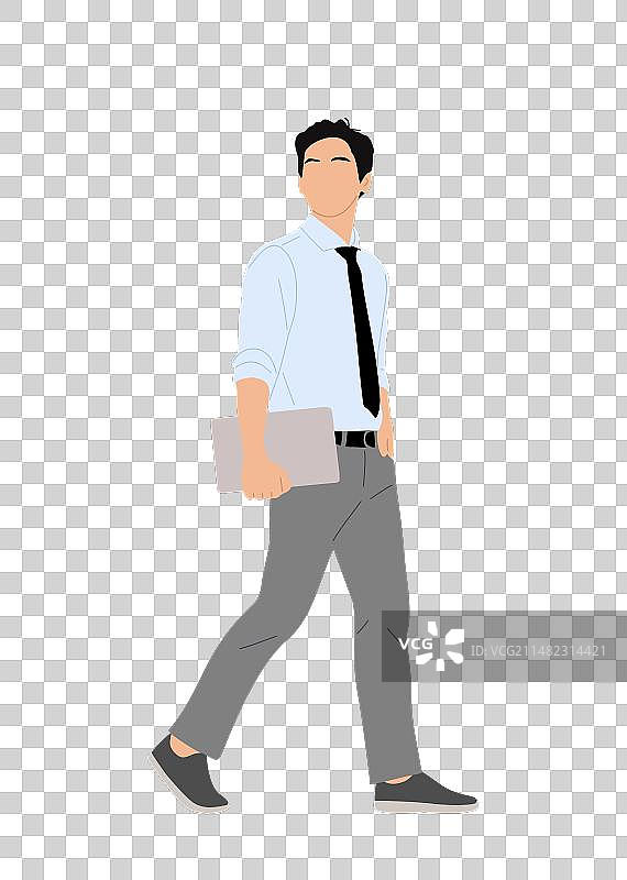 携带笔记本电脑行走的商务男人像图片素材