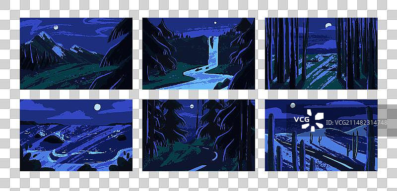 夜间简约自然风景树木图片素材